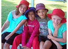 Relaxing together at camp